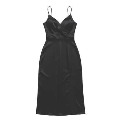 Dress with waterfall neckline and side slit