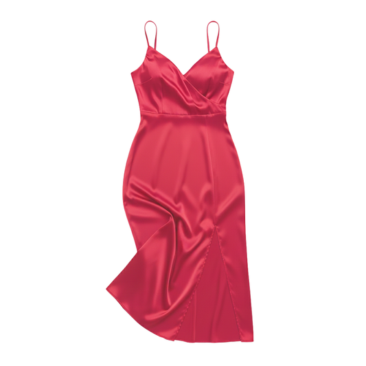 Dress with waterfall neckline and side slit