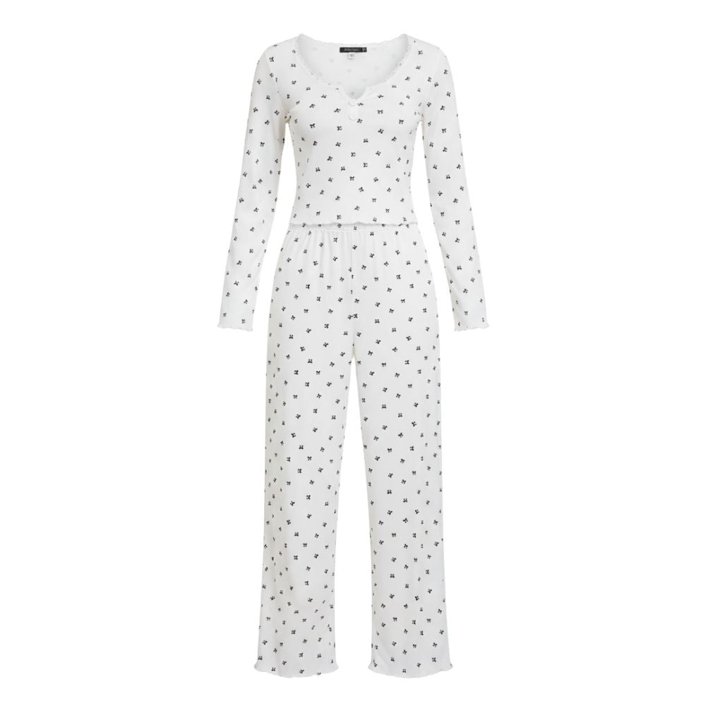 Women's round-neck polka dot pajama set